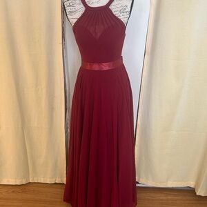 Red Sleeveless Halter Gown for Prom